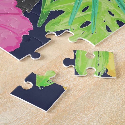 Tropisch regenwoud met tucan en bladeren legpuzzel (Zijkant)