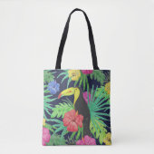 Tropisch regenwoud met tucan en bladeren tote bag (Voorkant)