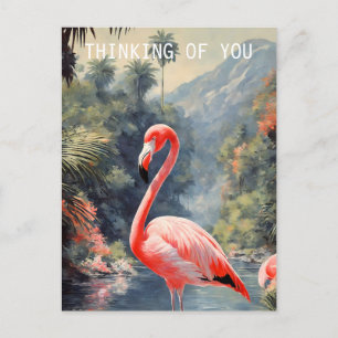 Tropisch regenwoud roze flamingo briefkaart
