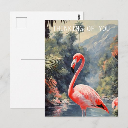 Tropisch regenwoud roze flamingo  briefkaart (Voorkant / Achterkant)