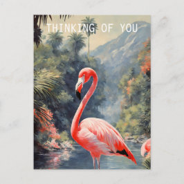 Tropisch regenwoud roze flamingo  briefkaart