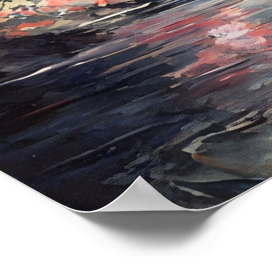 Tropisch regenwoud roze flamingo  poster (Hoek)