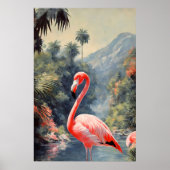 Tropisch regenwoud roze flamingo  poster (Voorkant)