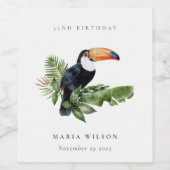 Tropisch Regenwoud Toekan Fauna Verjaardag Elke Le Wijn Etiket (Enkel label)
