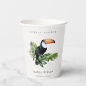 Tropisch Regenwoud Toekan Koraal Bruidsdouche Papieren Bekers (Achterkant)