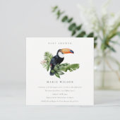 Tropisch regenwoud Toucan-Baby shower uitnodigen Bedankkaart (Staand voorkant)