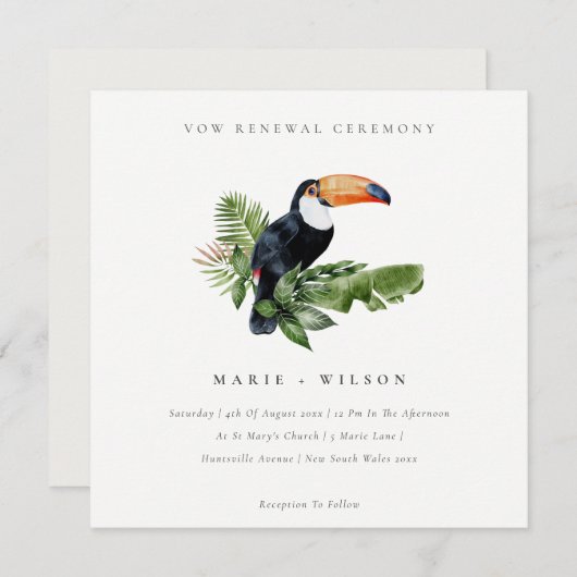 Tropisch regenwoud Toucan Vow Renewal Invite Bedankkaart (Voorkant / Achterkant)