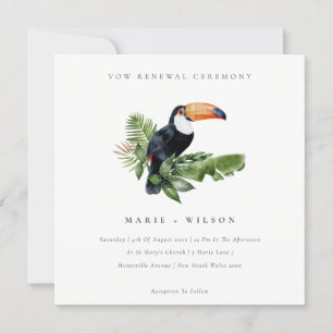 Tropisch regenwoud Toucan Vow Renewal Invite Bedankkaart