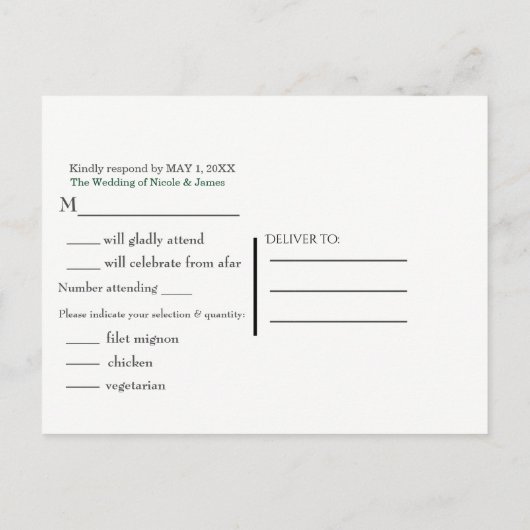 Tropisch regenwoudblad Elegante Trouw-RSVP Uitnodiging Briefkaart (Achterkant)