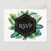 Tropisch regenwoudblad Elegante Trouw-RSVP Uitnodiging Briefkaart (Voorkant)