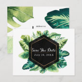 Tropisch regenwoudeiland Bladeren Save the Date Aankondigingskaart (Voorkant / Achterkant)