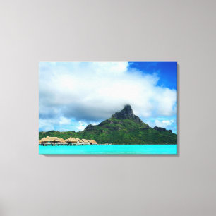 Tropisch resort op Bora Bora canvas panorama Afdruk