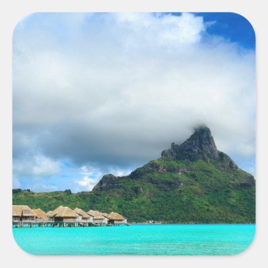 Tropisch resort op Bora Bora plein sticker (Voorkant)