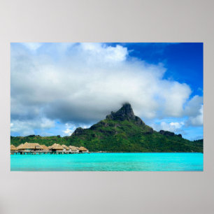 Tropisch resort op Bora Bora poster panorama