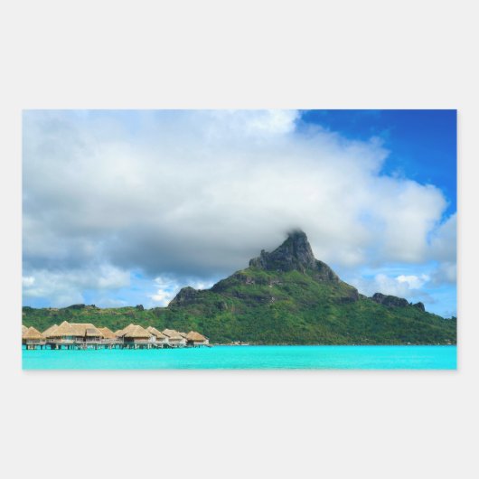 Tropisch resort op Bora Bora rechthoekige sticker (Voorkant)