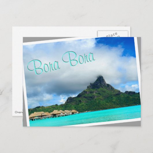 Tropisch resort op het briefkaart Bora Bora (Voorkant / Achterkant)
