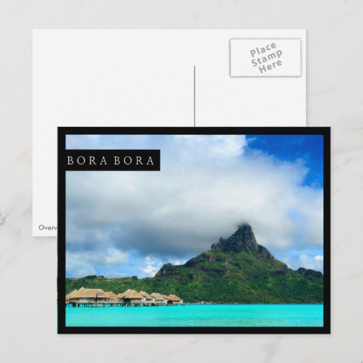 Tropisch resort op het briefkaart Bora Bora (Voorkant / Achterkant)