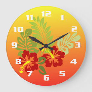 Tropisch retraite geïnspireerd ontwerp Hibiscus & Grote Klok