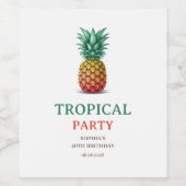 Tropisch retro ananasfeest wijn etiket (Enkel label)