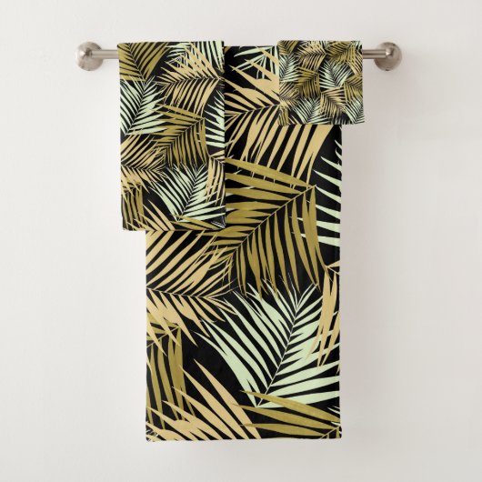 Tropisch Retro Nachtpatroon #1 #palms #decor #art Bad Handdoek (Insitu)