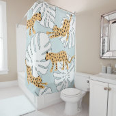 Tropisch reuzel en monstera-palmbladeren, e douchegordijn (In situ)