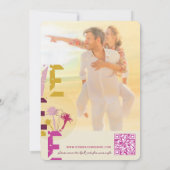 Tropisch-ringroze handpalmen boomstammen Tekstfoto Save The Date (Achterkant)