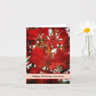 Tropisch Rode Flamboyante Flowers Birthday Kaart