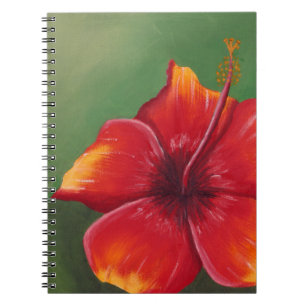 Tropisch rode hibiscus-ventilator notitieboek