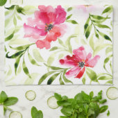 Tropisch rode roze floranje botanisch theedoek (Gevouwen)