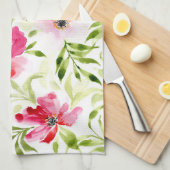 Tropisch rode roze floranje botanisch theedoek (Quarter Fold)