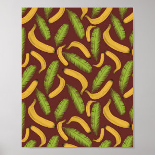 Tropisch rood banaanbladpatroon poster