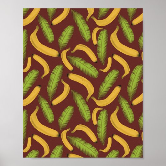 Tropisch rood banaanbladpatroon poster (Voorkant)
