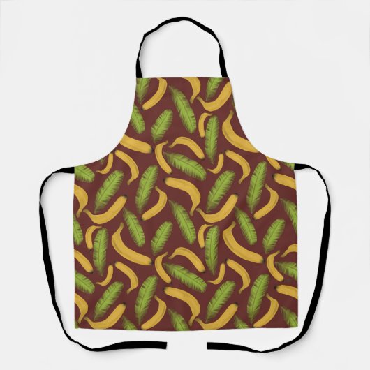 Tropisch rood bananenbladpatroon schort (Voorkant)