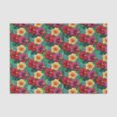 Tropisch rood en goud op groene bladeren Hibiscus Tissuepapier (Voorkant)