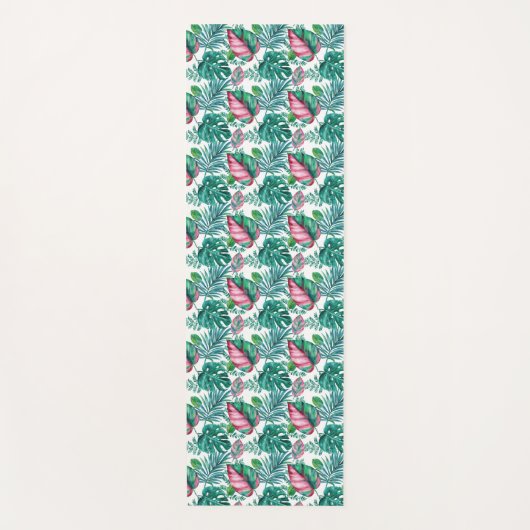 Tropisch rood en groen palmblad yogamat (Voorkant)