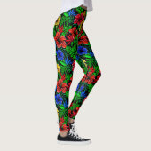Tropisch rood geel blauw hibiscus leggings (Rechts)