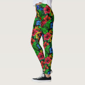 Tropisch rood geel blauw hibiscus leggings (Links)