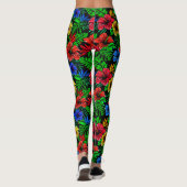 Tropisch rood geel blauw hibiscus leggings (Achterkant)