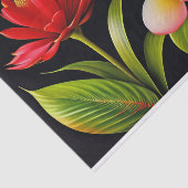 Tropisch rood geel bloemenillustratie tissuepapier (Detail)