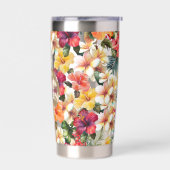 Tropisch rood gele hibiscus bloemen monogram geïsoleerde drinkbeker (Links)