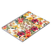 Tropisch rood gele hibiscus bloemen monogram notitieboek (Linkerzijde)