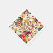 Tropisch rood gele hibiscus bloemen monogram servet (Hoek)