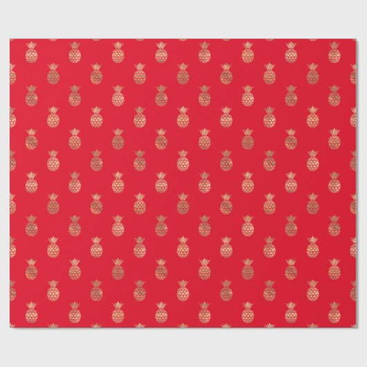 Tropisch rood goud anananassaptiment ompakken papi cadeaupapier (Vlak)