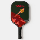 Tropisch rood Hibiscus Bloem Zwart Bloemen Pickleball Paddle (Achterkant)