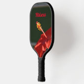 Tropisch rood Hibiscus Bloem Zwart Bloemen Pickleball Paddle (Links)