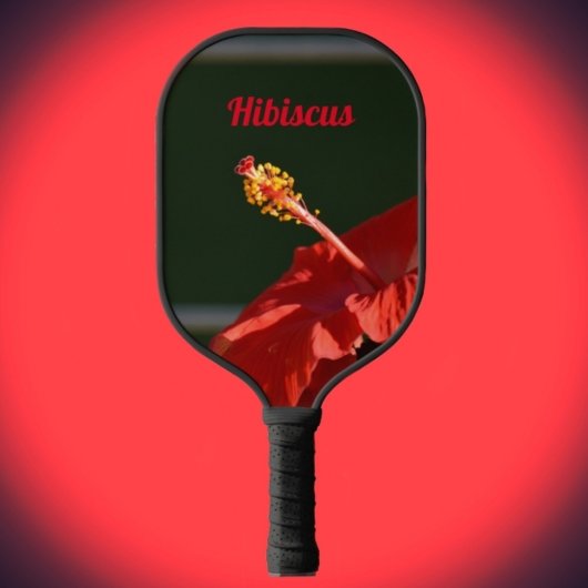 Tropisch rood Hibiscus Bloem Zwart Bloemen Pickleball Paddle