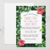 Tropisch Rood Hibiscus Flowers Hawaiian Weddenscha Kaart (Voorkant / Achterkant)