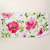 Tropisch rood roze floranje strandlaken (Voorkant)