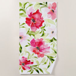 Tropisch rood roze floranje strandlaken