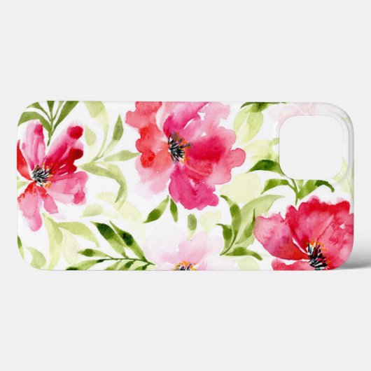 Tropisch rood roze papaverpatroon Case-Mate iPhone case (Achterkant (horizontaal))